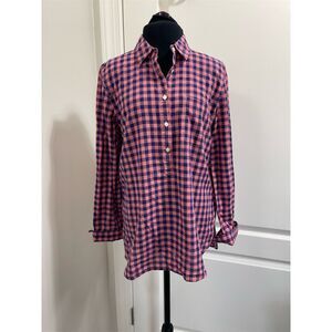 J. Crew Women's XS Plaid Button-Up Shirt pink & blue gingham Long Sleeve Casual